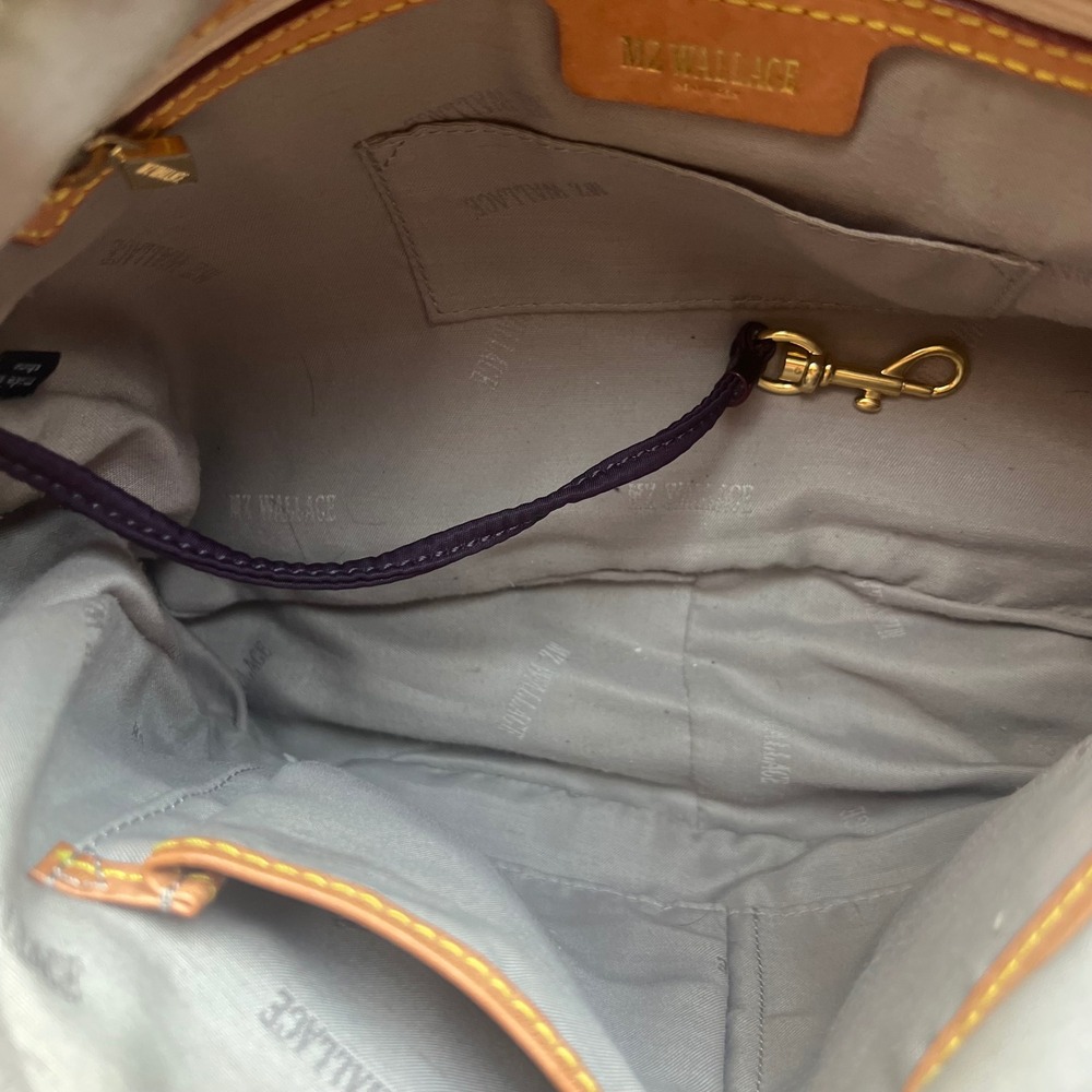 MZ Wallace Jane Satchel Bag Eggplant Plum Purple Nylon Leather Trim Designer‎ - Picture 12 of 16